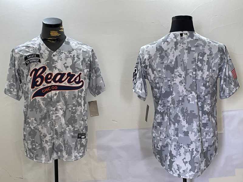 Men%27s Chicago Bears Blank Arctic Camo 2024 Salute to Service Stitched Baseball Jersey